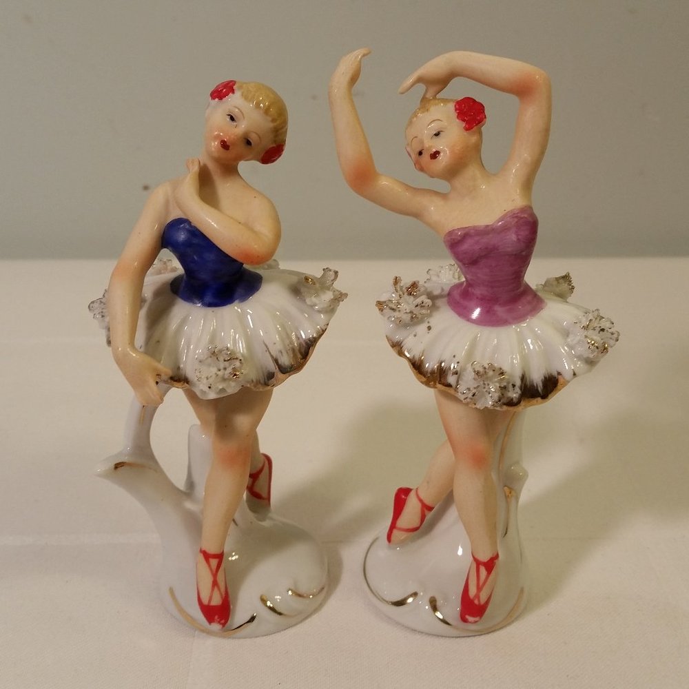 Vintage Porcelain Dancing Ballerina  Figurine Pair